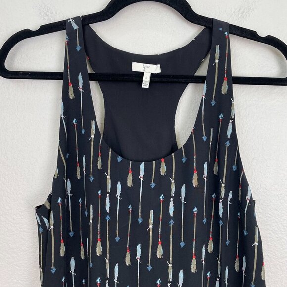 Joie Womens Small 100% Silk Arrow Print Racerback Swing Dress Sleeveless - Picture 6 of 11